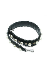Fendi Strap You Leather Snakeskin Trim Sequin Shoulder Strap