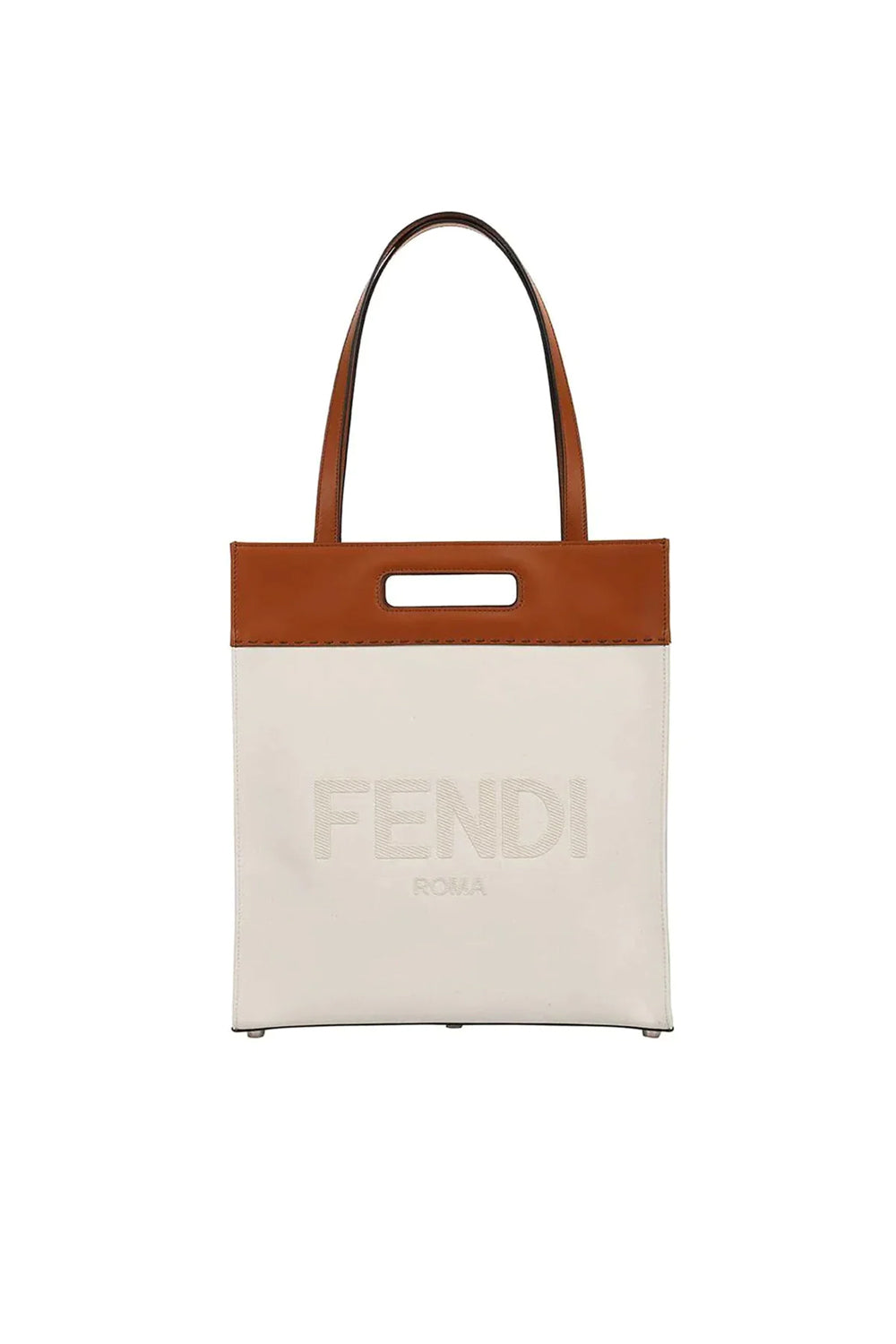 Fendi Roma Brand Embroidered Canvas Tote Bag