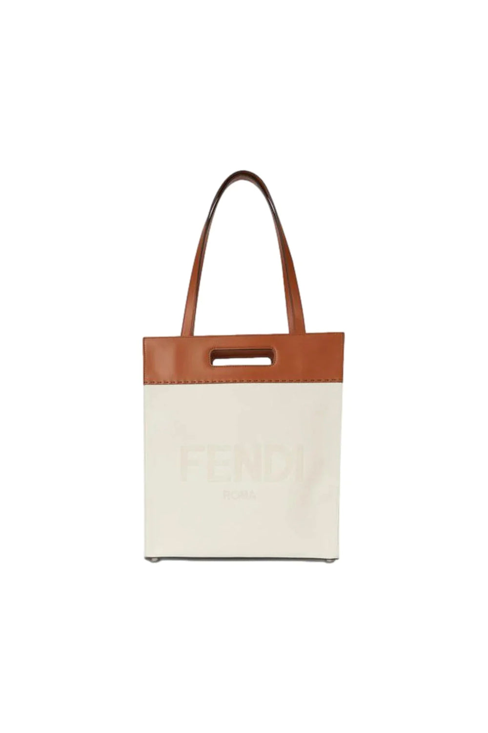 Fendi Roma Brand Embroidered Canvas Tote Bag