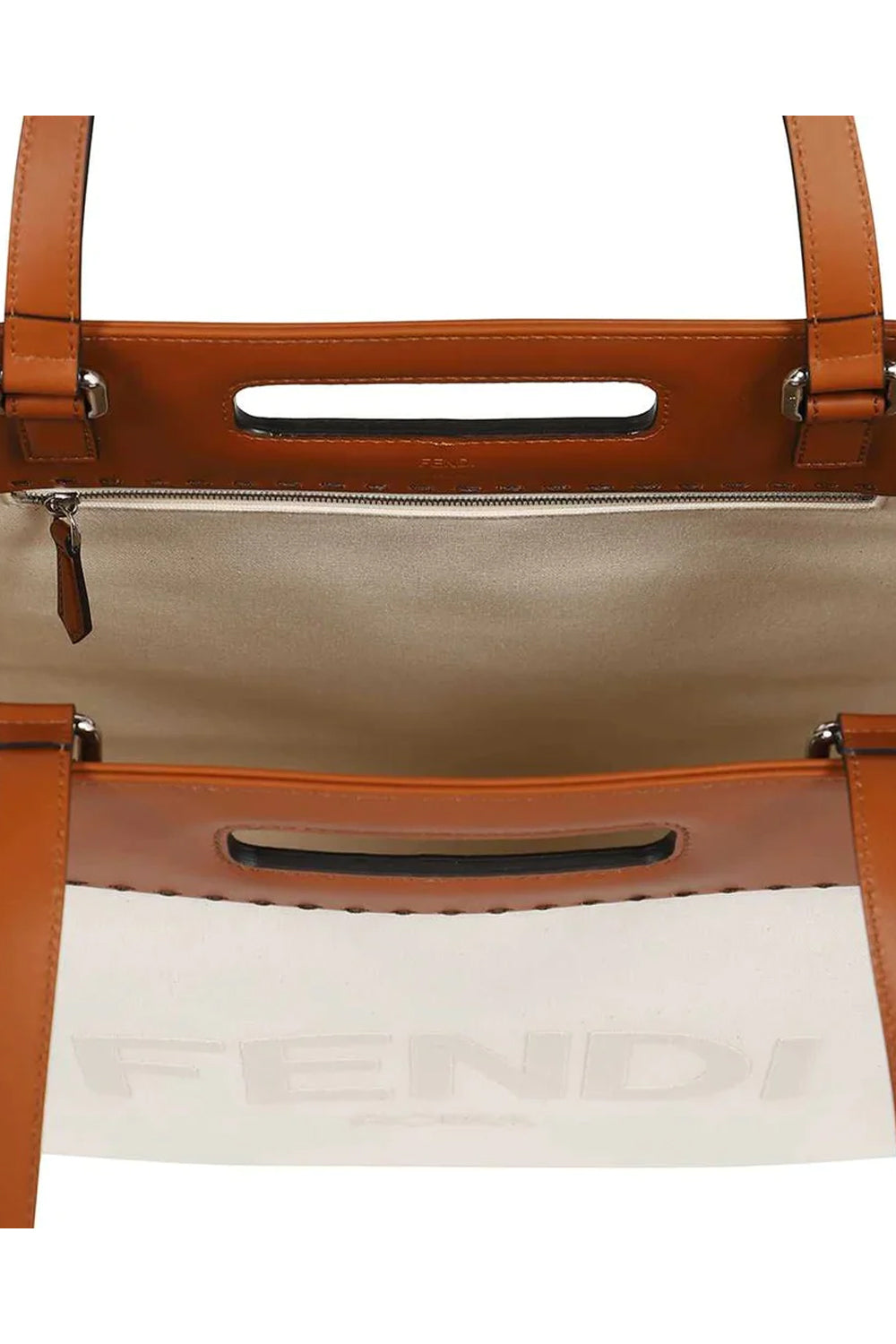 Fendi Roma Brand Embroidered Canvas Tote Bag