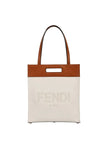 Fendi Roma Brand Embroidered Canvas Tote Bag