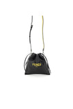 Fendi Roma Black Leather Drawstring Mini Crossbody Bag