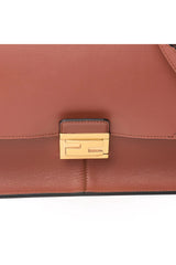 Fendi Kan U Rust Brown Calfskin Leather Large Shoulder Bag
