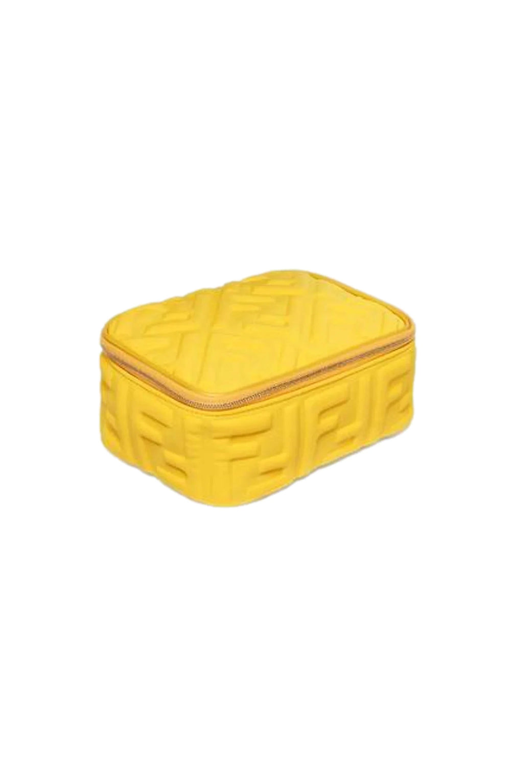 Fendi FF Embossed Lycra Small Yellow Cosmetic Case