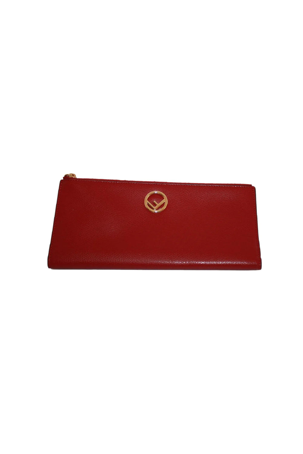 Fendi F Calf Leather Double Zip Long Wallet - Red