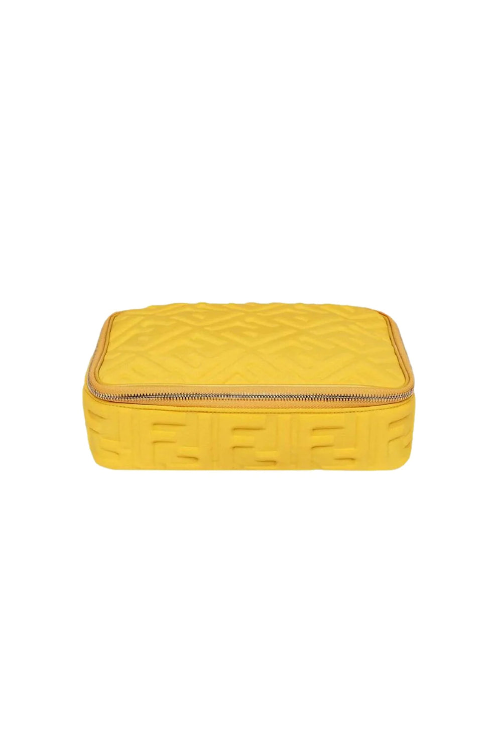Fendi FF Embossed Lycra Yellow Cosmetic Case Medium