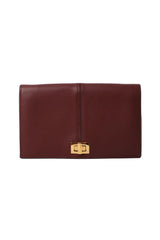Fendi Peekaboo Brown Leather Zucca Chain Wallet Clutch Bag