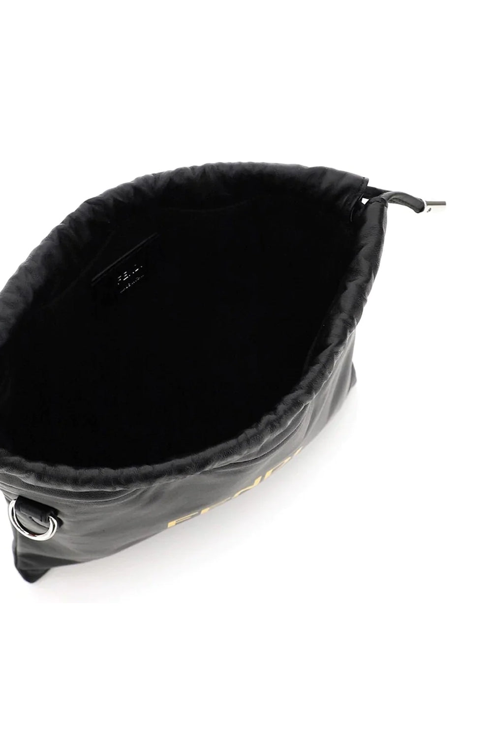 Fendi Roma Black Leather Drawstring Mini Crossbody Bag