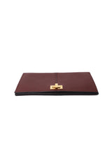 Fendi Peekaboo Brown Leather Zucca Chain Wallet Clutch Bag