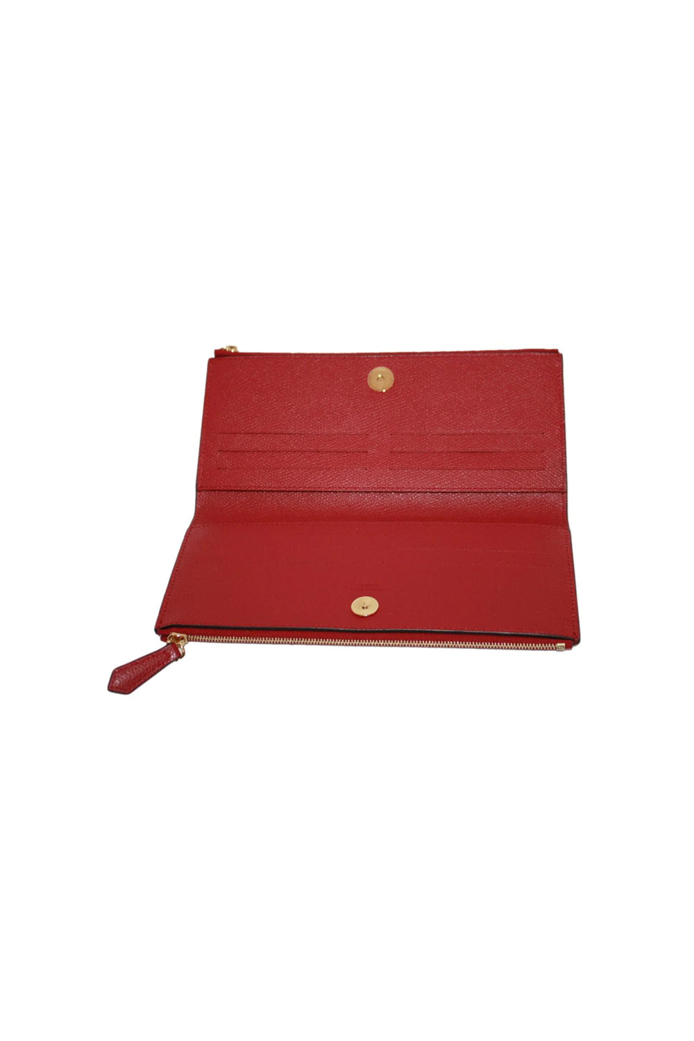 Fendi F Calf Leather Double Zip Long Wallet - Red