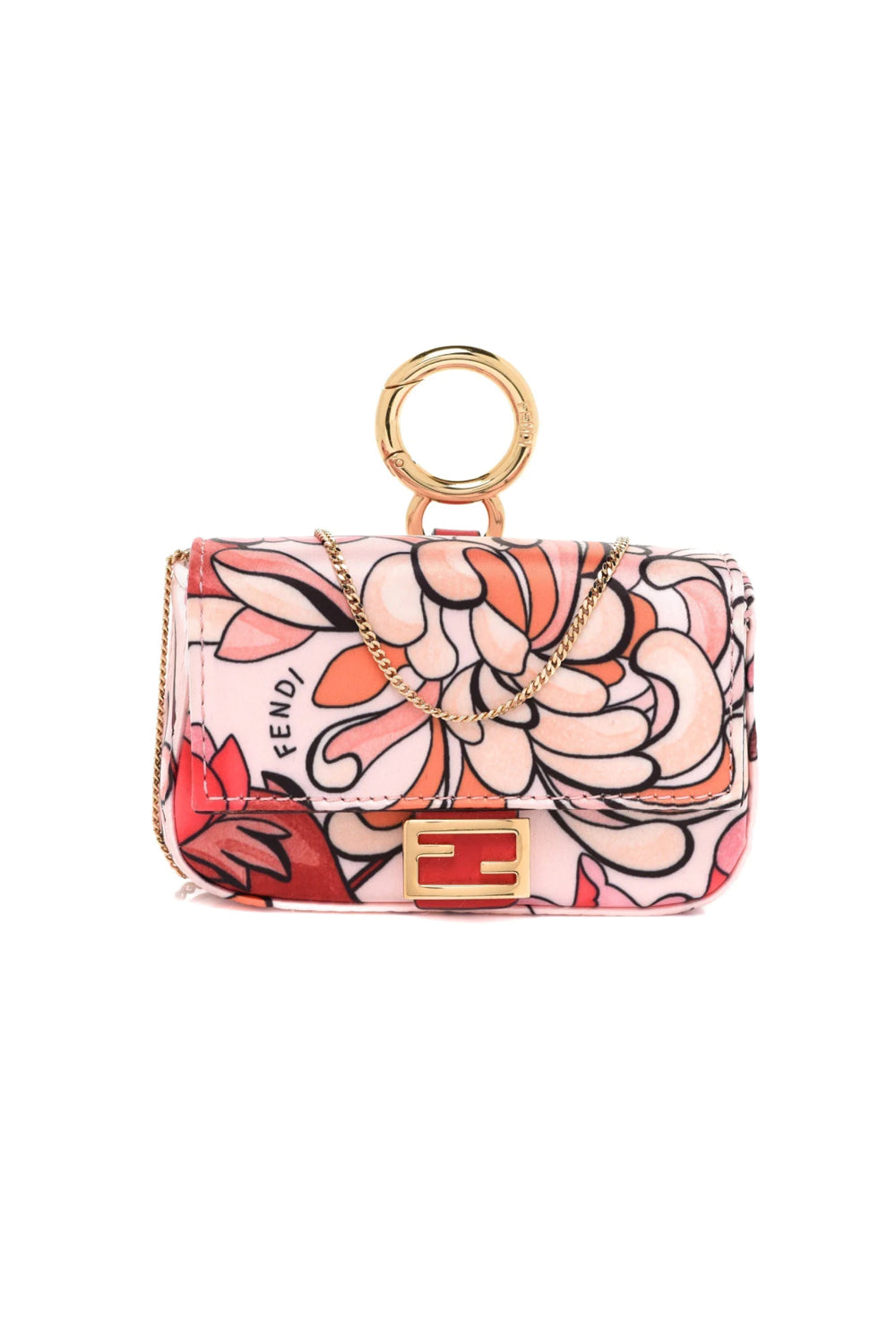 Fendi Baguette Satin Floral Nano Bag - Pink