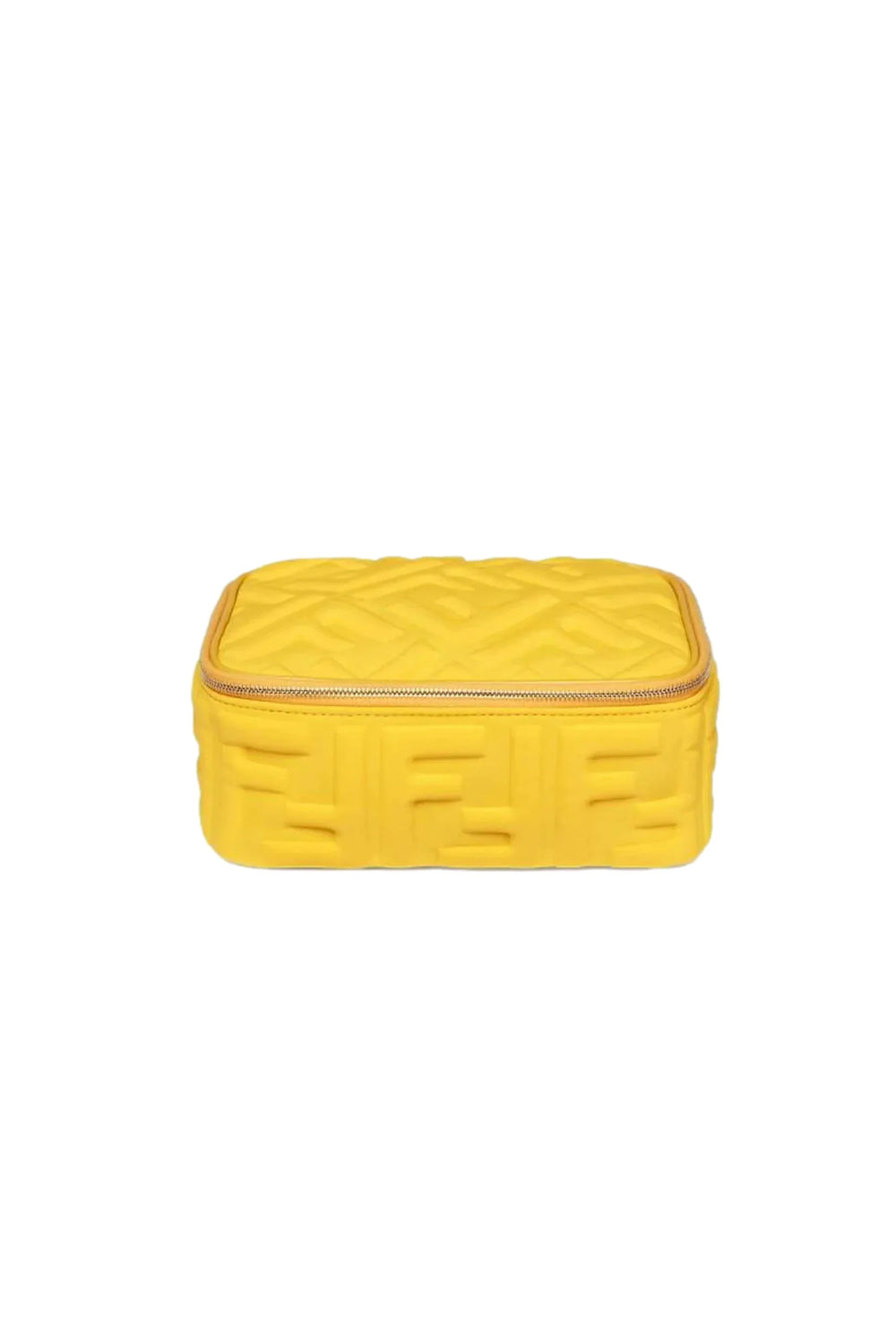 Fendi FF Embossed Lycra Small Yellow Cosmetic Case