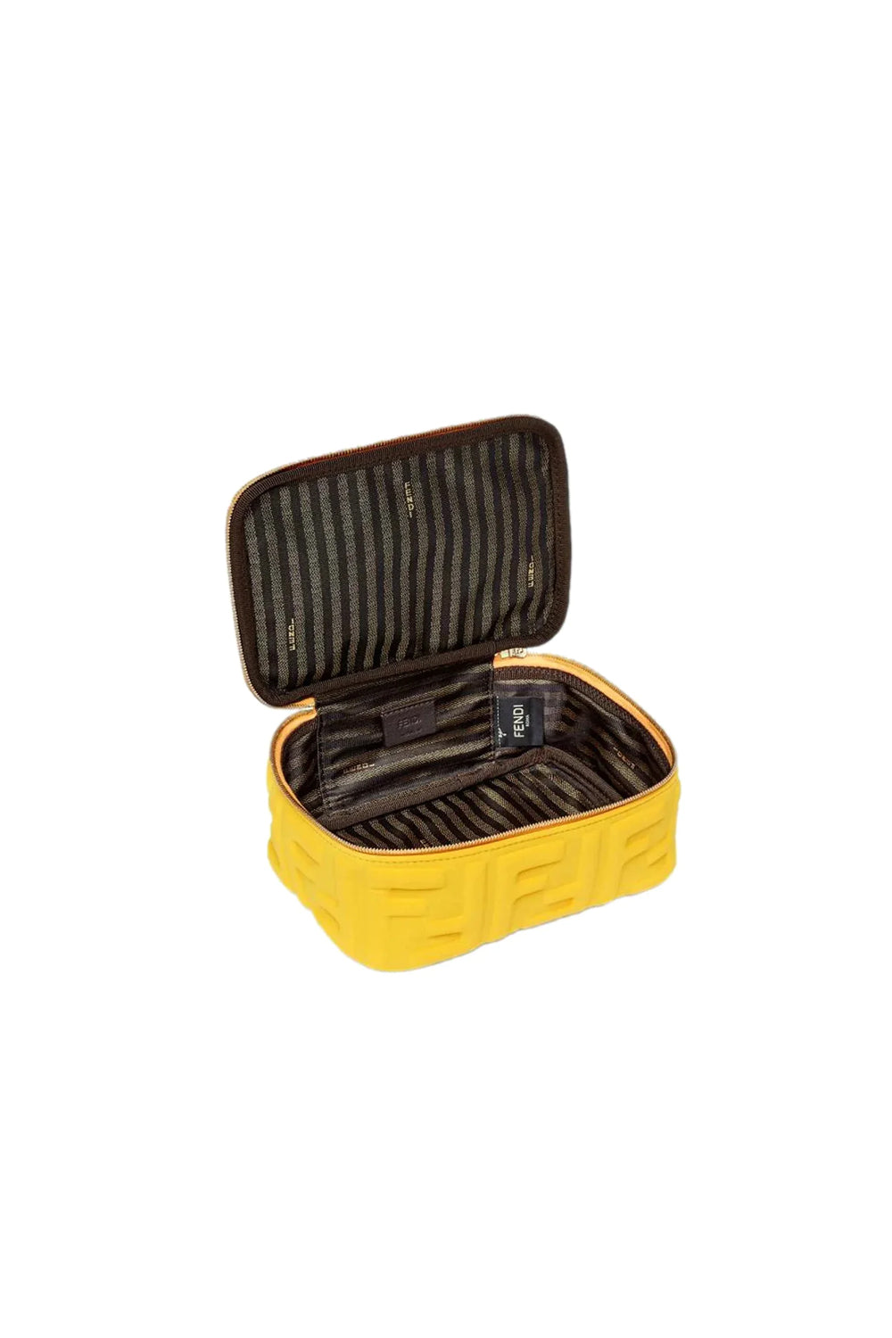 Fendi FF Embossed Lycra Small Yellow Cosmetic Case