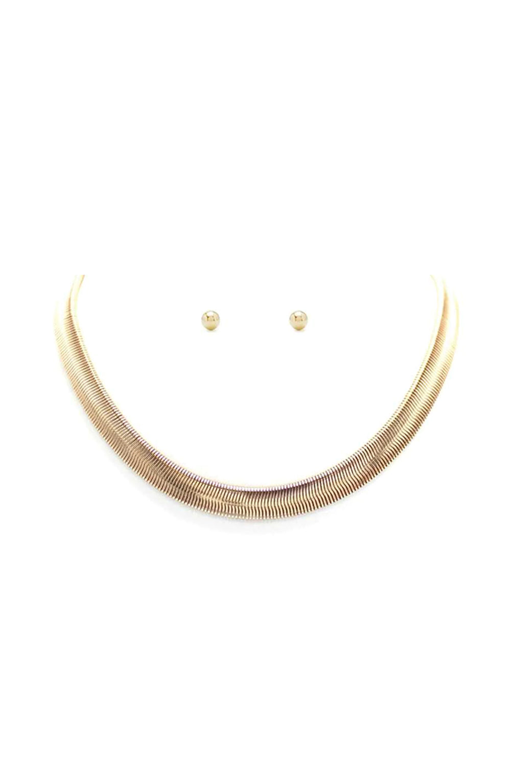 Gold Metal Chain Women's Necklace Earring Set