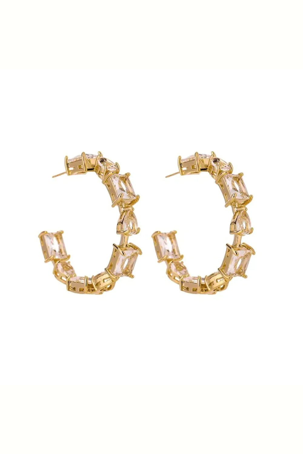 Gold Crystal Hoop Earrings for Women in Gold
