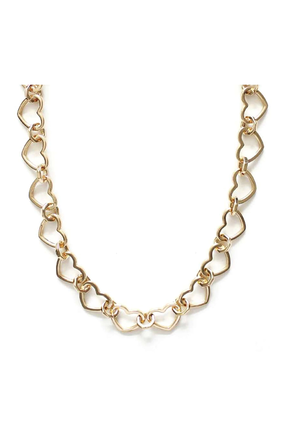 Gold Metal Heart Link Chain Necklace