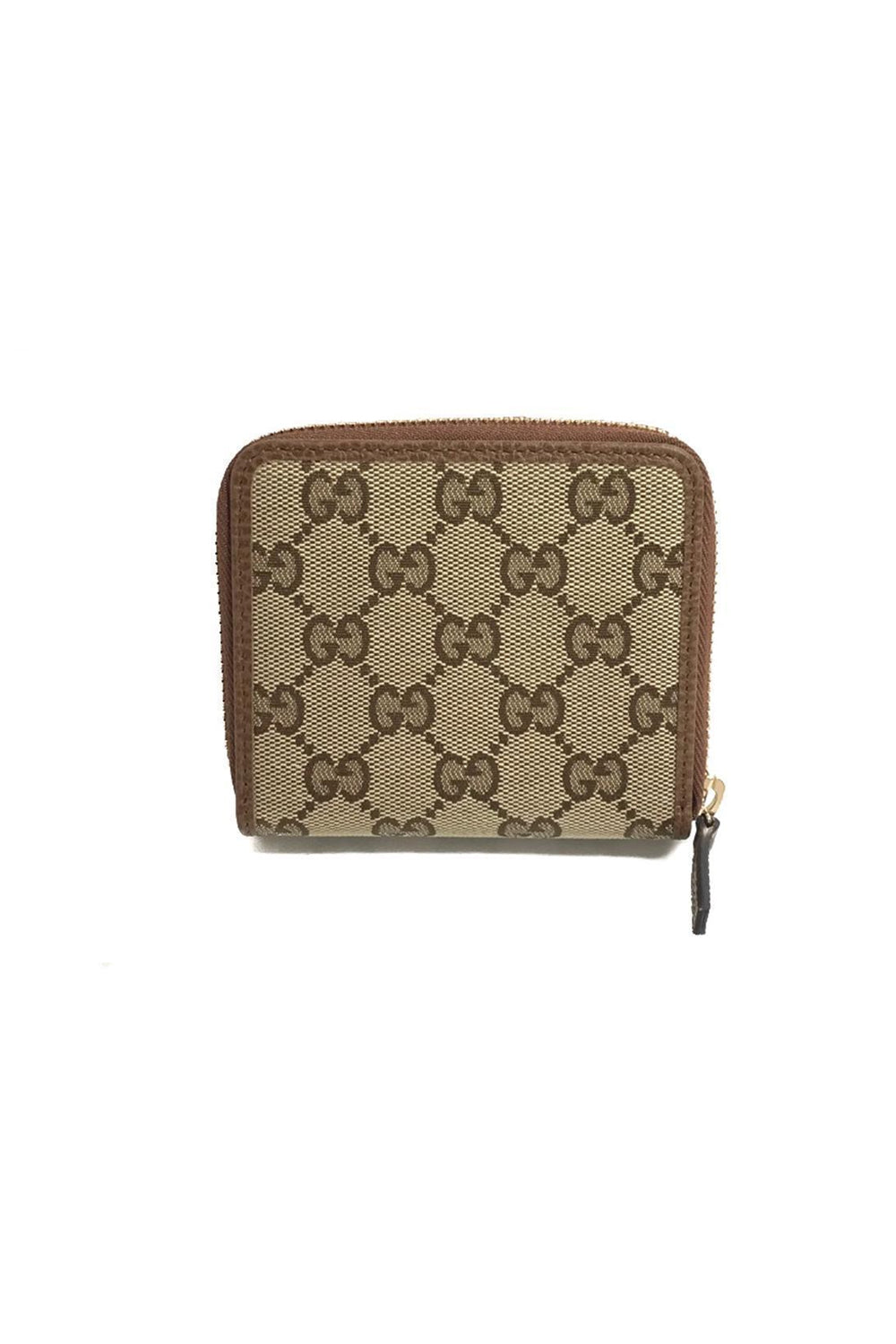 Gucci GG Canvas Brown Leather Trim Wallet