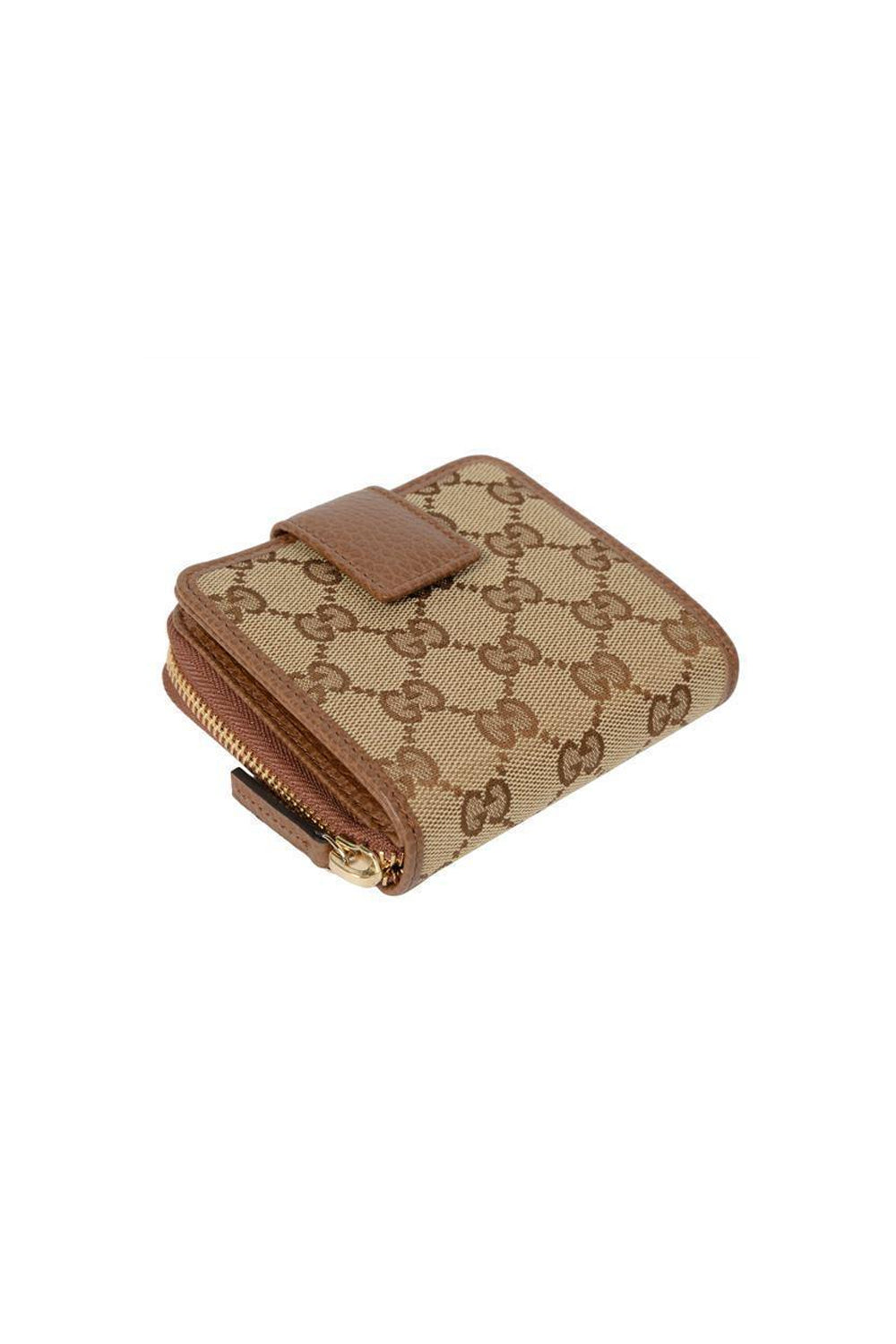 Gucci GG Canvas Brown Leather Trim Wallet