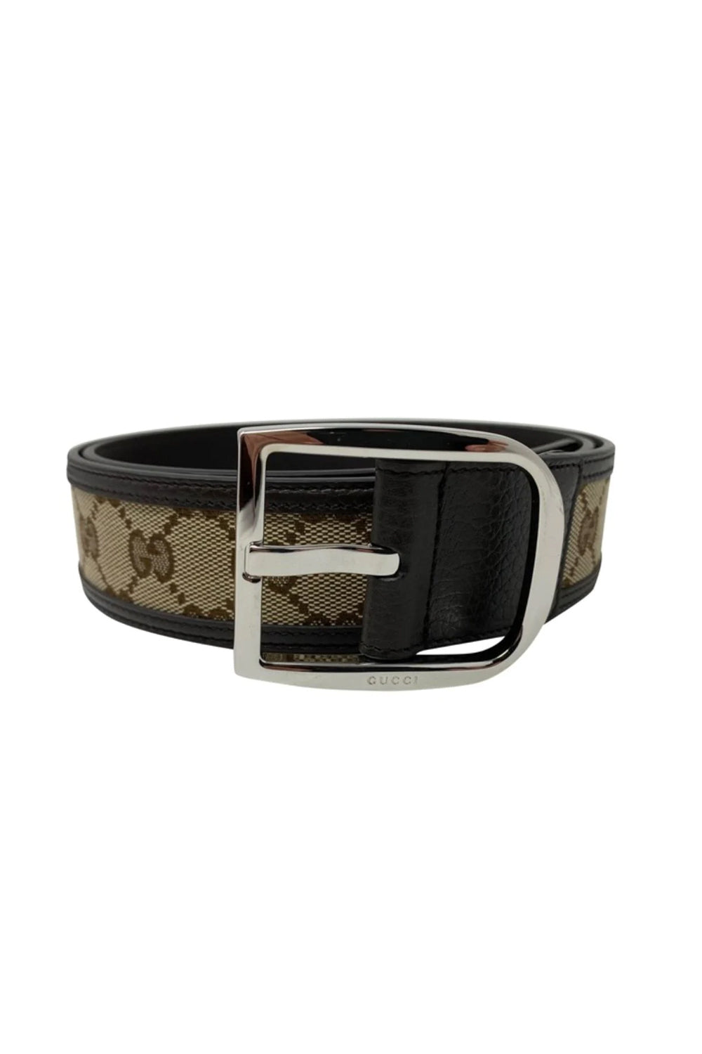 Gucci GG Logo Original Belt Canvas Leather Brown