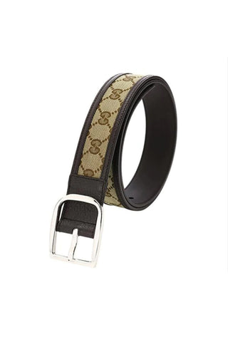 Gucci GG Logo Original Belt Canvas Leather Brown
