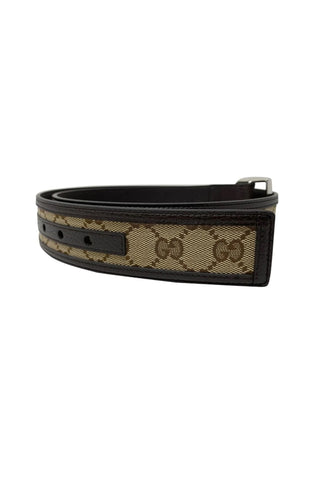 Gucci GG Logo Original Belt Canvas Leather Brown