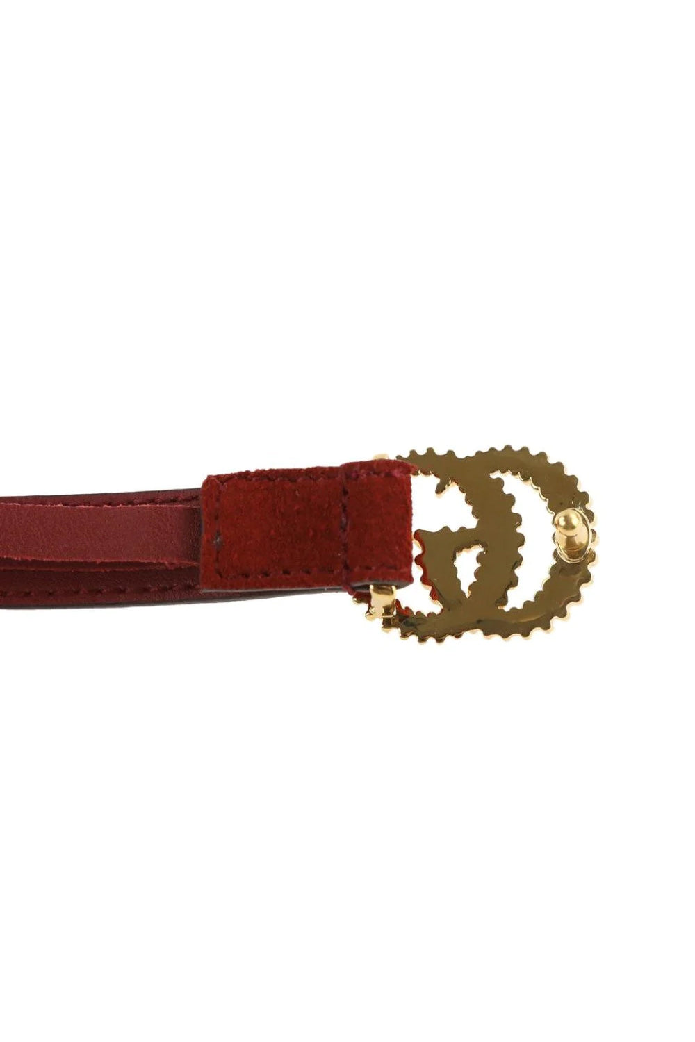 Gucci Marmont Red Suede Torchon GG Buckle Belt