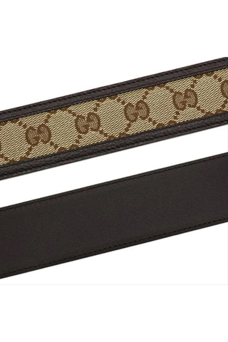 Gucci GG Logo Original Belt Canvas Leather Brown