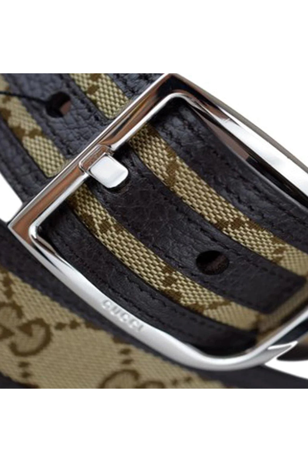 Gucci GG Logo Original Belt Canvas Leather Brown
