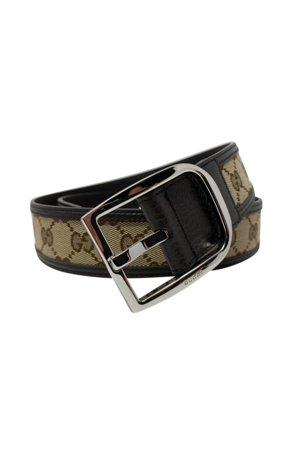 Gucci GG Logo Original Belt Canvas Leather Brown