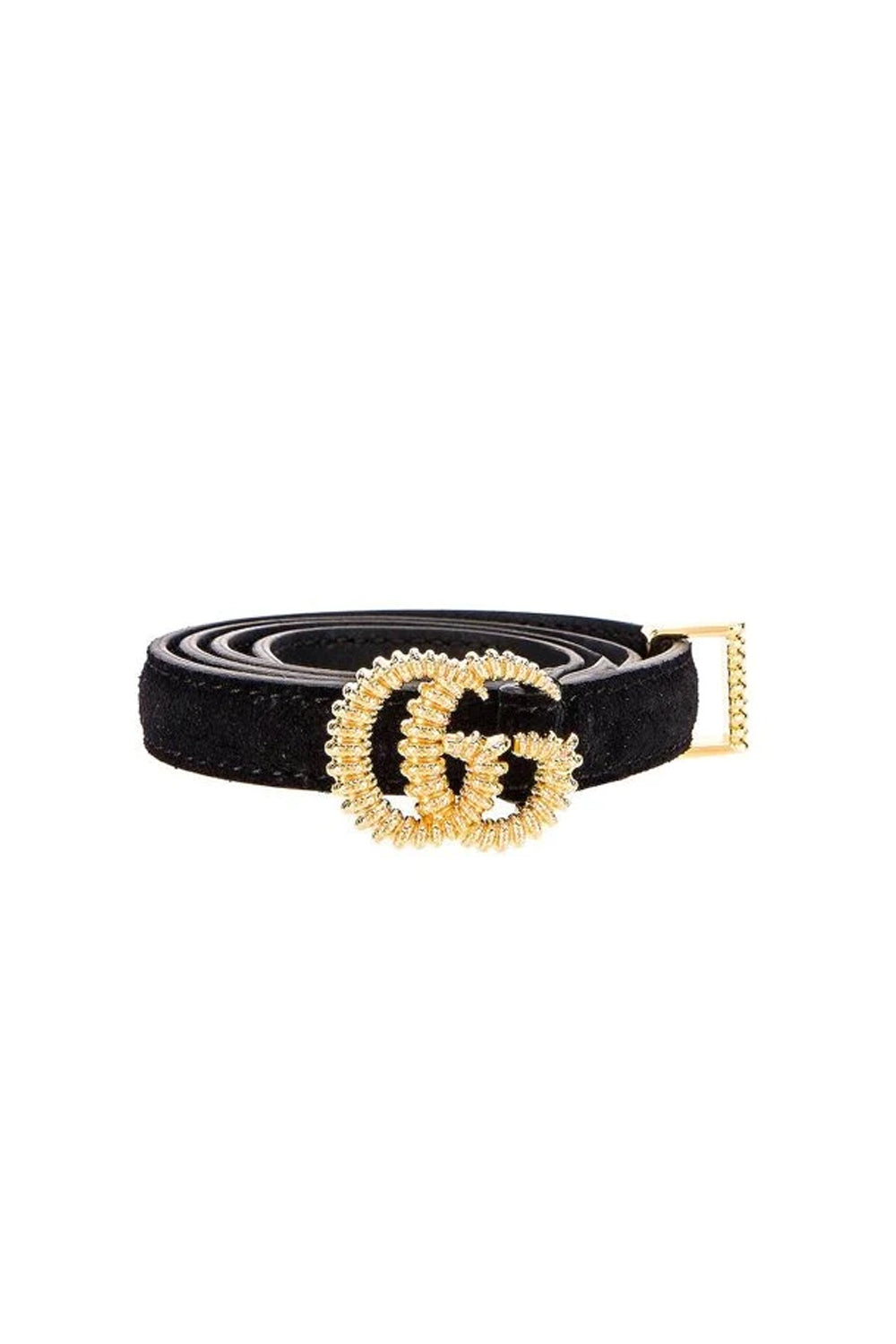 Gucci Marmont Black Suede Torchon GG Buckle Belt