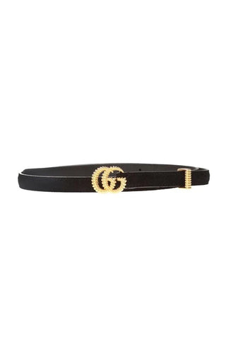 Gucci Marmont Black Suede Torchon GG Buckle Belt