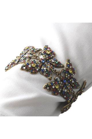 Gucci Multicolor Crystals Butterfly Chain Bracelet