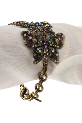 Gucci Multicolor Crystals Butterfly Chain Bracelet