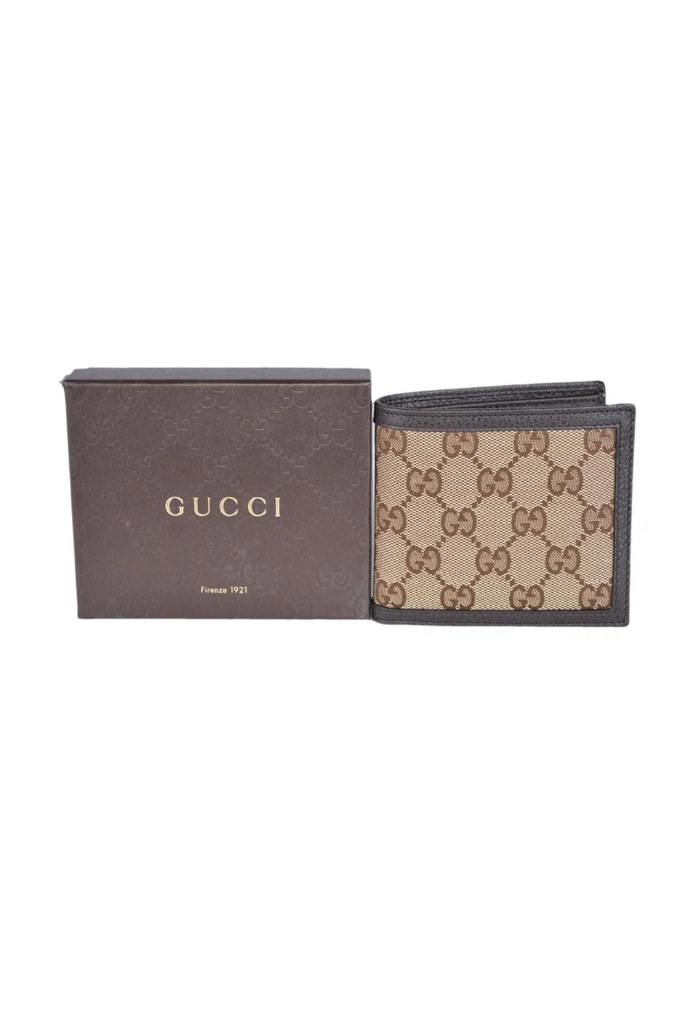Gucci GG Canvas Leather Bifold Brown Wallet