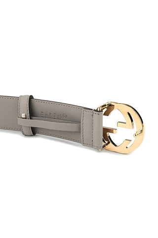Gucci Storm Leather Interlocking GG Buckle Belt