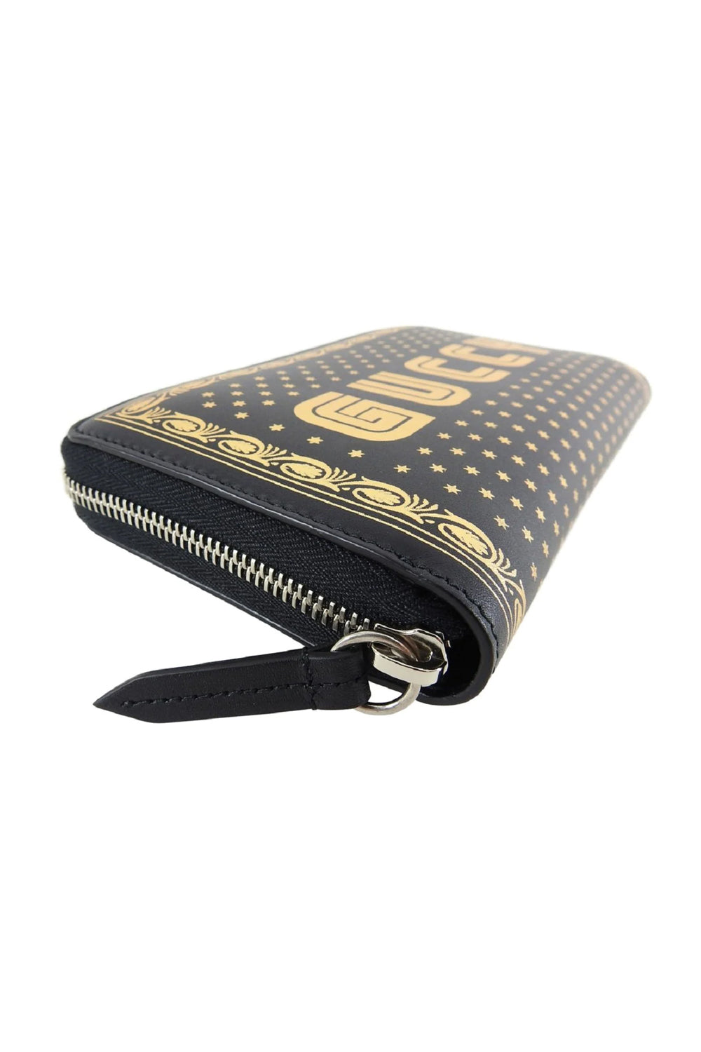 Gucci Zip Around Wallet with Gold Stars - Black