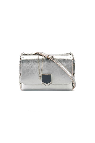 Jimmy Choo Metallic Silver Lockett Crossbody Shoulder Bag