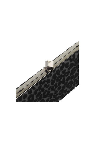 Jimmy Choo Celeste Black Devore Velvet Leopard Clutch Bag