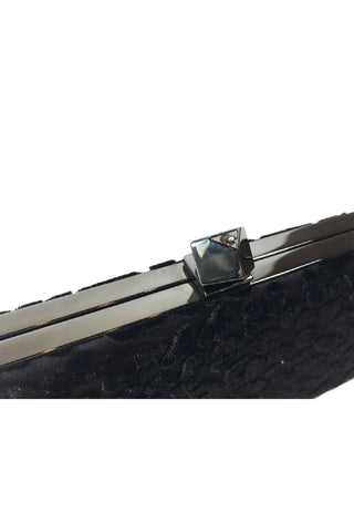 Jimmy Choo Celeste Black Devore Velvet Leopard Clutch Bag