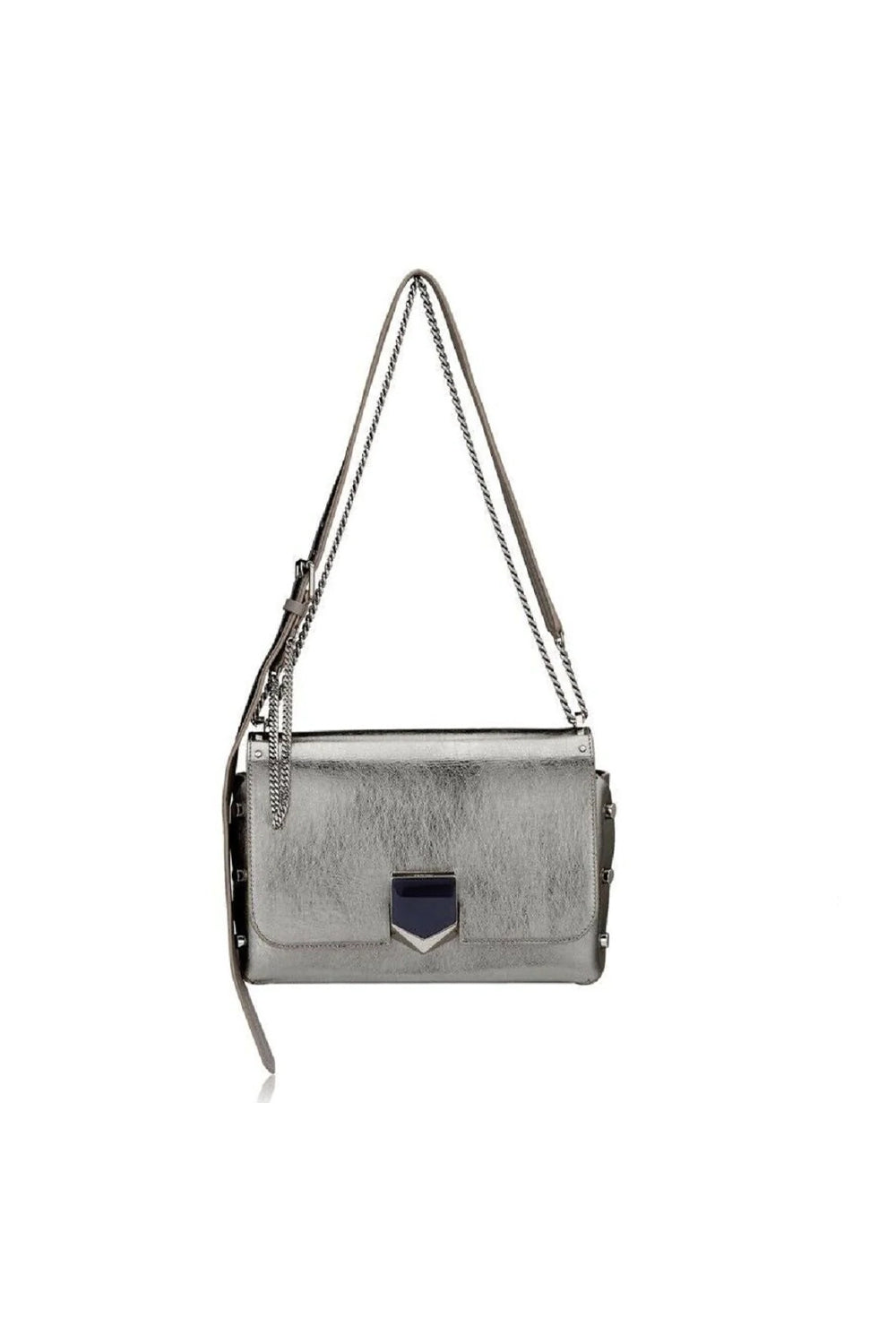 Jimmy Choo Metallic Silver Lockett Crossbody Shoulder Bag