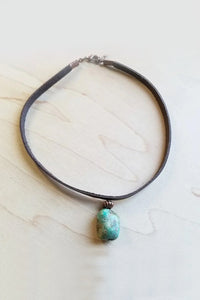 Leather Choker with African Turquoise accent