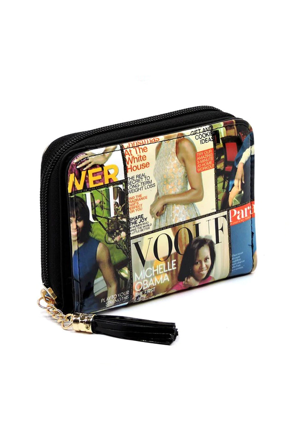 Magazine Cover Collage Zip Around Wallet Wristlet