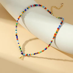 Colorful Beaded Initial Necklace Cute Personalized Jewelry Gift for Girls Women
