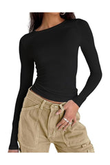 Trendy Women's Casual Slim Fit Crop Crew Neck Top