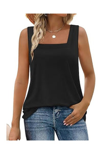 Trendy Women's Square Neck Casual Summer Tank Tops