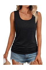 Trendy Women's Sleeveless Square Neck Ruched Tank Top