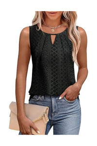 Trendy Women's Loose Fit Sleeveless Keyhole Neck Tank