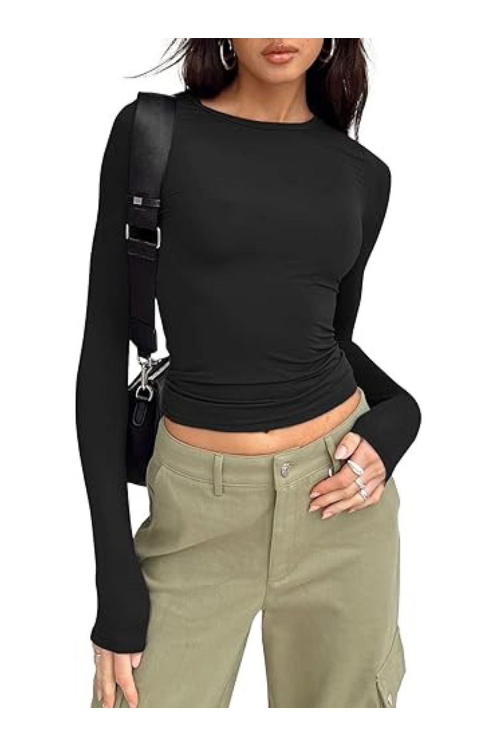 Trendy  Women's Long Sleeve Crop Tee Y2K