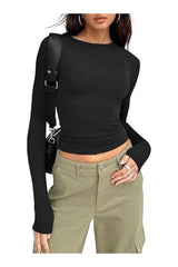 Trendy  Women's Long Sleeve Crop Tee Y2K