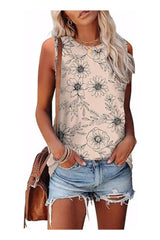 Trendy Women's Eyelet Loose Fit Crew Neck Tank